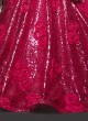 Deep Pink Designer Gown In Net With Sequins