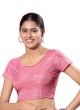 Pink Readymade Blouse In Shimmer Fabric