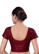 Maroon Readymade Blouse In Shimmer With Round Neckline