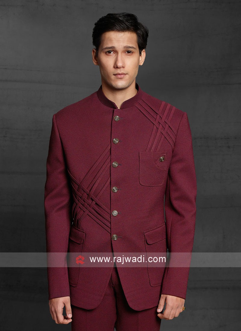 Wine colour outlet jodhpuri suit