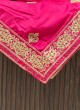 Rani Color Silk Safa And Dupatta With Fancy Broach
