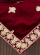 Maroon Velvet Fabric Dupatta And Rajwadi Style Safa