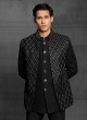 Party Wear Jacket Style Jodhpuri Suit In Black Color