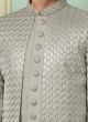 Grey Thread Embroidered Jacket Style Indowestern Set