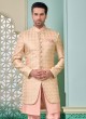 Timeless Pink And Cream Jacket Style Indowestern Set For Men