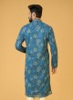 Readymade Teal Blue Kurta Pajama In Cotton Silk