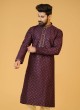 Readymade Wine Thread embroidered Kurta Pajama