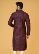 Readymade Wine Thread embroidered Kurta Pajama