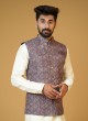 Silk Wine Color Mens Wear Nehru Jacket