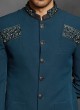 Designer Jodhpuri Suit Peacock Blue Color