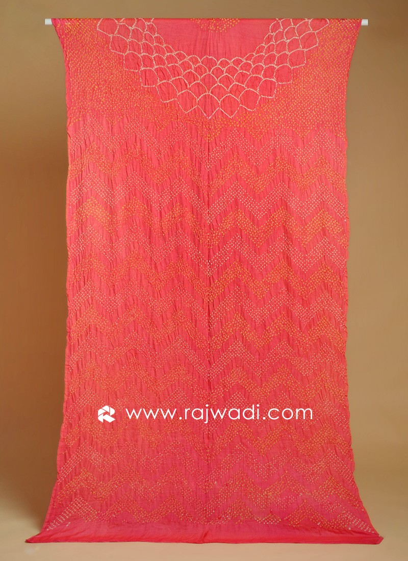 Traditional Orange Gajji Silk Bandhani Saree