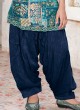 Rama Blue Salwar Style Suit In Silk