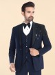 Dark Blue Embroidered Festive Wear Suit Set In Imported Fabric
