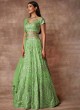 Wedding Wear Organza Lehenga Choli In Parrot