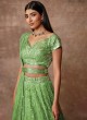 Wedding Wear Organza Lehenga Choli In Parrot