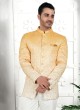 Shaded Yellow Jodhpuri Suit With Unstitched Bottom