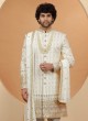 Off White Embroidered Sherwani Set With Dupatta