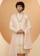 Timeless Pink Brocade Silk Embroidered Sherwani With Dupatta