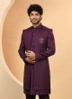 Stylish Purple Jacket Style Indowestern Set