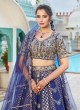 Navy Blue Lehenga Choli Set With Zari Floral Embroidery