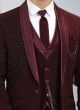 Wine Embroidered Tuxedo Suit In Imported Fabric