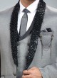 Grey Sequins Embroidered Imported Fabric Suit For Men