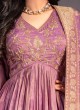 Tissue Lilac Color Anarkali With Dupatta