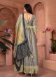 Grey Color Banarasi Readymade Anarkali Dress