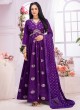 Festive Wear Purple  Anarkali Suit Set In Banarasi