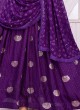 Festive Wear Purple  Anarkali Suit Set In Banarasi