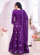Festive Wear Purple  Anarkali Suit Set In Banarasi