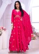 Hot Pink Anarkali In Banarasi With Sequins Embroidery