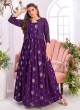 Traditional Banarasi Purple Jacket Style Anarkali Sui