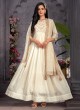 Festive Wear Silk Anarkali Suit In Cream