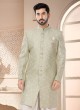 Festive Wear Pista Green Silk Indowestern Set