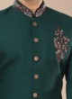 Festive Wear Embroidered Green Indowestern Set