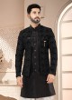 Elegant Black Sequins Embroidered Indowestern Set For Groom