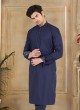 Stylish Navy Blue Cotton Silk Kurta Pajama