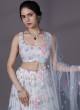 White Georgette Lehenga Suit With Sequins Embroidery