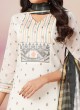 Off White Color Readymade Pant Style Suit In Chanderi