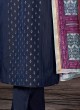 Navy Blue Pant Style Salwar Suit With Printed Dupatta