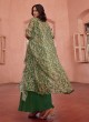 Green Georgette Jacket And Palazzo Set