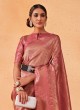 Artistic Coral Pink kanjivaram Silk Saree