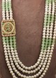 White And Pista Green Groom Wear Mala