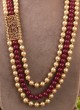 Golden And Maroon Pearl Layered Mala For Men