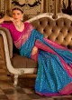 Blue And Pink Banarasi Silk Patola Printed Saree