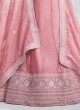 Designer Chiffon Unstitched Lehenga In Pink