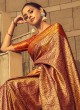 Beige And Orange Weaving Silk Classic Saree