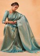 Gorgeous Turquoise Silk Saree