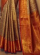 Silk Gold And Red Weaving Wedding Wear Saree